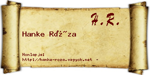 Hanke Róza névjegykártya